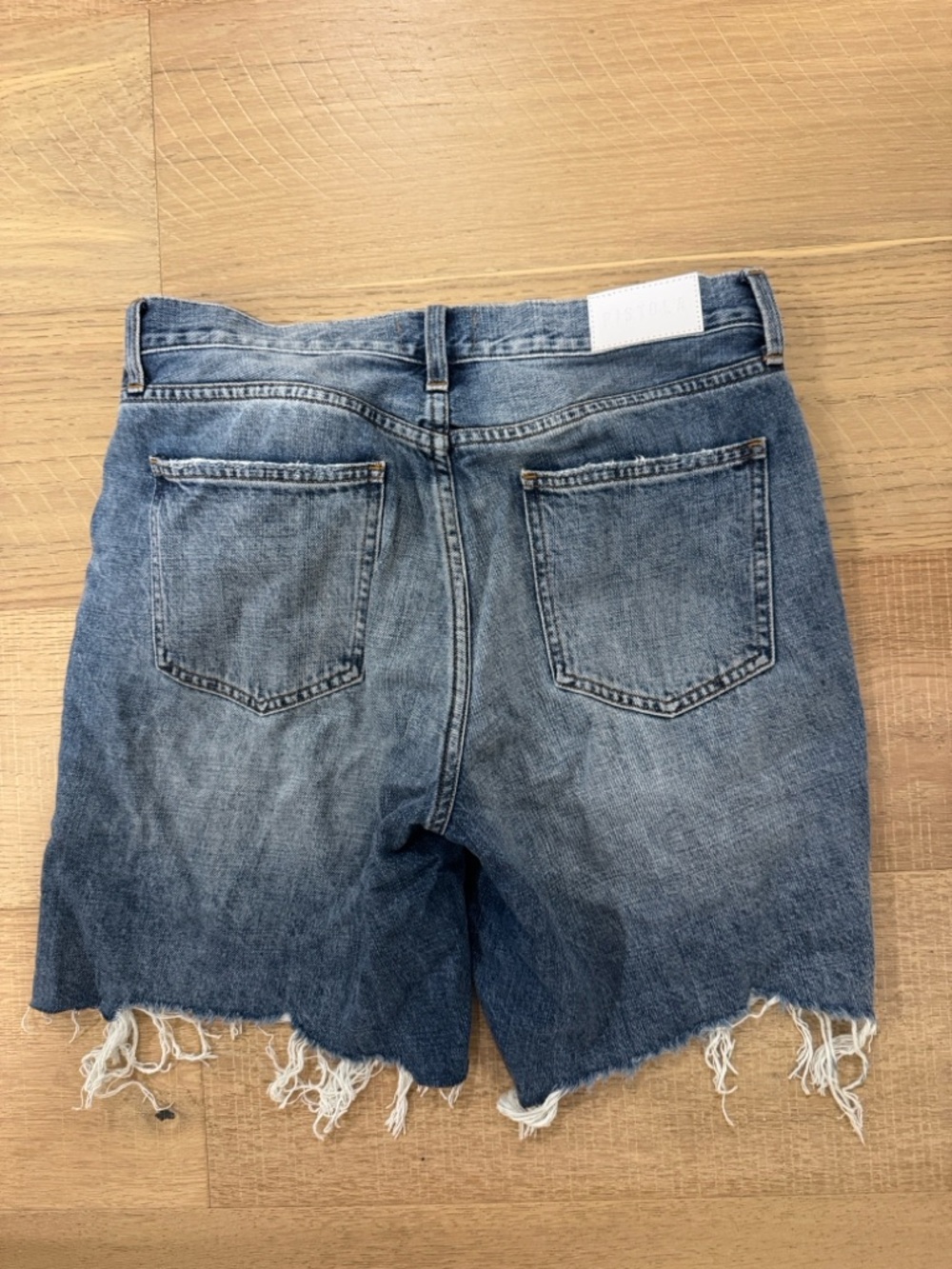 pistola Light Blue Distressed Denim Bermuda Shorts - Picture 4 of 5